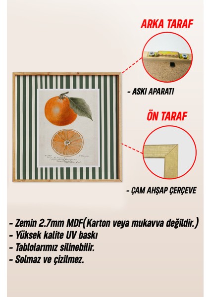 Ahşap Çerçeveli Mdf Kare Tek Tablo (Kendi Tablo Setinizi Oluşturacağınız Liste) Mutfak 23 x 23 Çerçeveli TX1062