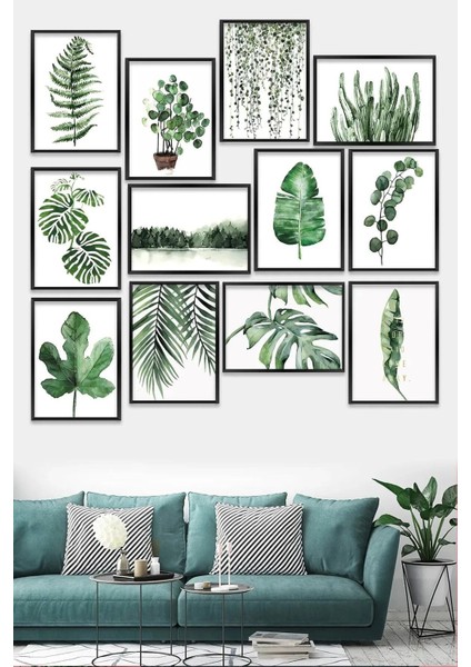 Dekorize Mdf Tablo Seti 12 Parça 3 mm - Bitkiler Salon Oturma Yatak Odası Için Duvar Dekoru 13 x 17