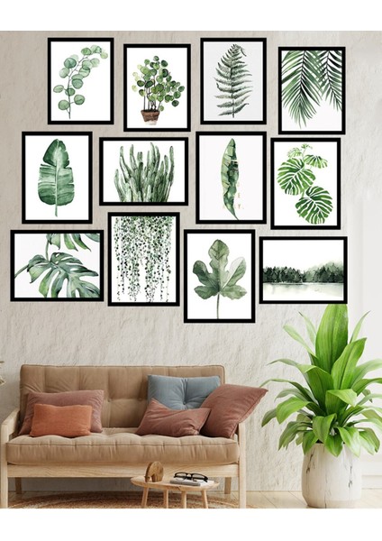 Dekorize Mdf Tablo Seti 12 Parça 3 mm - Bitkiler Salon Oturma Yatak Odası Için Duvar Dekoru 13 x 17 fiyatları