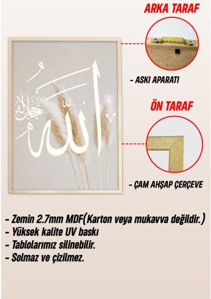 Ahşap Çerçeveli Mdf Tek Tablo Islami 5 Serisi (Kendi Tablo Setinizi Oluşturacağınız Liste) 23 x 32 Çerçeveli 1172 modelleri