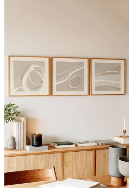 Ahşap Çerçeveli Mdf Kare Tablo Seti Salon ve Oturma Odası Için KR4017 23 x 23 modelleri