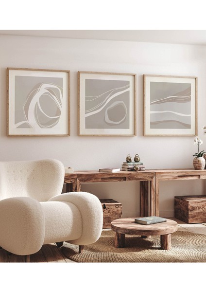 Ahşap Çerçeveli Mdf Kare Tablo Seti Salon ve Oturma Odası Için KR4017 23 x 23 fırsatları