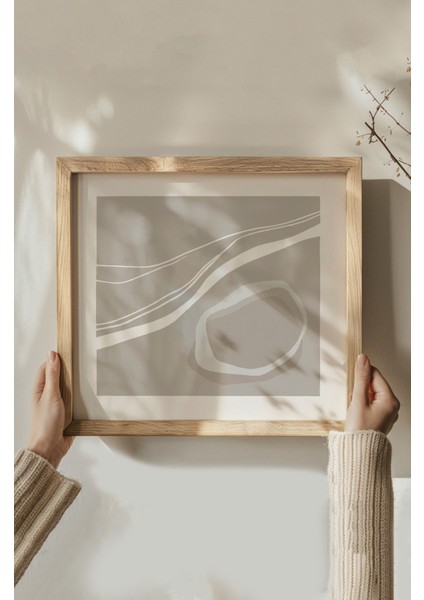 Ahşap Çerçeveli Mdf Kare Tablo Seti Salon ve Oturma Odası Için KR4017 23 x 23