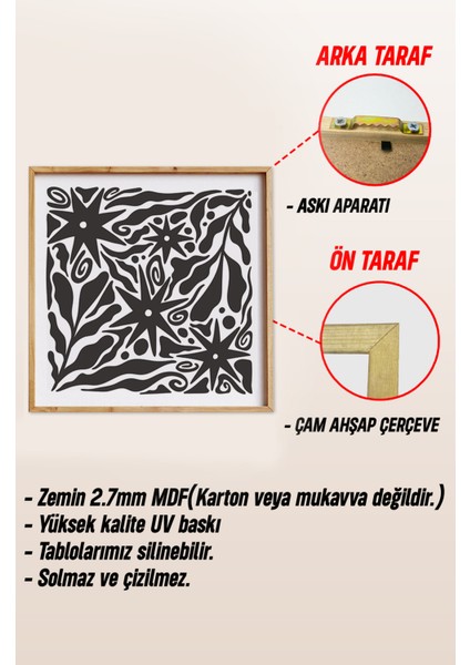 Ahşap Çerçeveli Mdf Kare Tek Tablo (Kendi Tablo Setinizi Oluşturacağınız Liste) TX1012 23 x 23