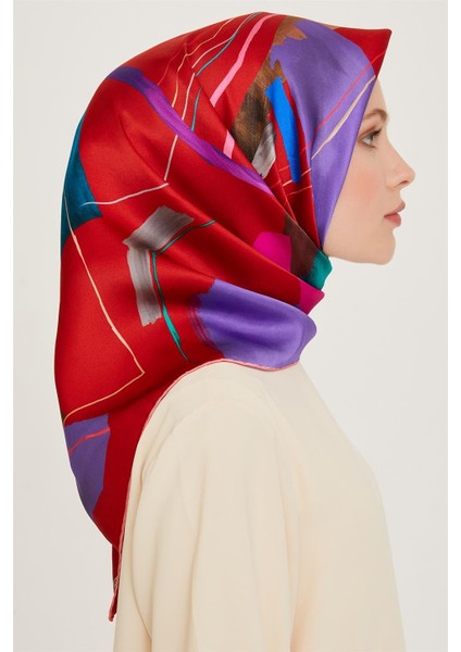 Geometrik Desenli Twill Saf Ipek Eşarp 9241D 82 fiyatları