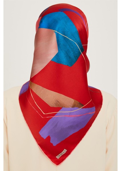 Geometrik Desenli Twill Saf Ipek Eşarp 9241D 82 fırsatları