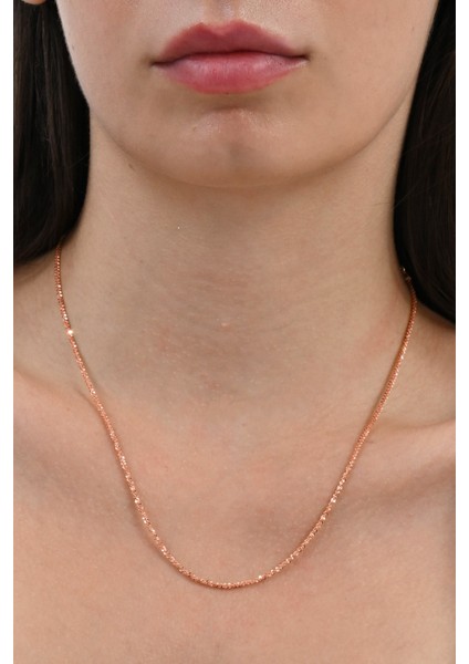 925 Ayar Gümüş Rose Stella Rocco Lazer Kesim Italyan Halat Zincir SGTL13103ROSE