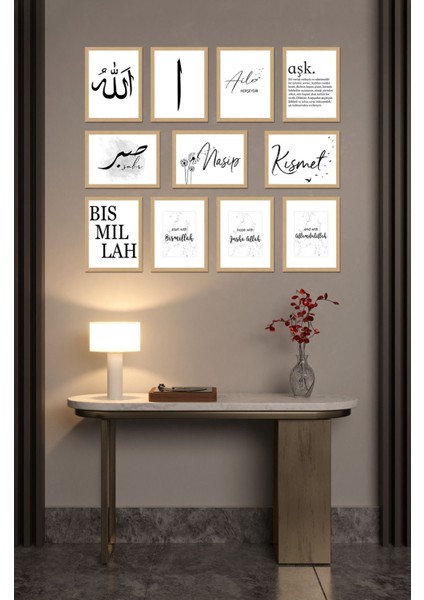 Notpa Dekorize Mdf 11 Parça 3 mm Çerçeve Görünümlü Salon ve Oda Için Tablo Seti Islami 6 30 x 40 fiyatları