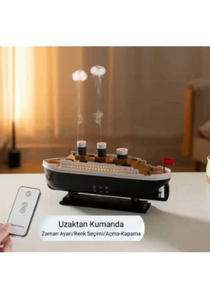 Titanic Gemi Hava Nemlendirici Işıklı Fonksiyonlu Buhar Makinesi Kumandalı fırsatları