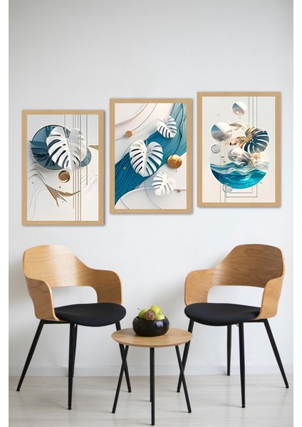 🌿 Modern Tropikal – 3’lü Mdf Uv Baskılı Yaprak Temalı Tablo Seti (3 Ebat Seçeneği) CRVS1028 13 x 17 modelleri