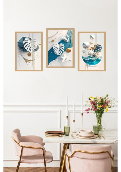 🌿 Modern Tropikal – 3’lü Mdf Uv Baskılı Yaprak Temalı Tablo Seti (3 Ebat Seçeneği) CRVS1028 13 x 17 fırsatları