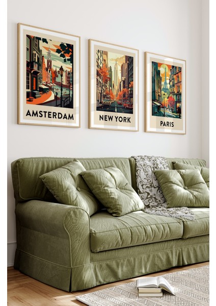 Ahşap Çerçeveli Mdf Tablo Seti Matisse, Bohem, Kusama Salon ve Oturma Odası Için ÇT3077 23 x 32 fiyatları