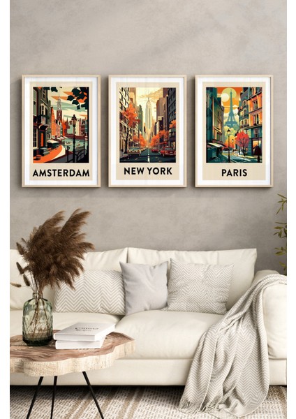 Ahşap Çerçeveli Mdf Tablo Seti Matisse, Bohem, Kusama Salon ve Oturma Odası Için ÇT3077 23 x 32 modelleri