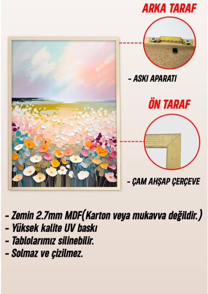 Ahşap Çerçeveli Mdf Tablo Seti Matisse, Bohem, Kusama Salon ve Oturma Odası Için ÇT3076 23 x 32