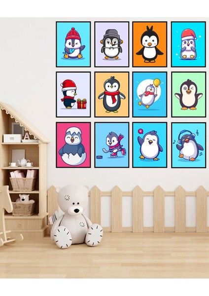 Dekorize Mdf Tablo Seti 12 Parça 3 mm - Aysima'nın Penguenleri Çocuk Odası Duvar Dekoru 13 x 17 fiyatları