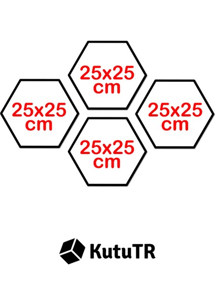 Dekorize Mdf Tablo Seti 4 Parça 3 mm - Mutfak ve Kafeler Için Hexagon ( Altıgen ) Tablo - HT001 25 x 25 fırsatları