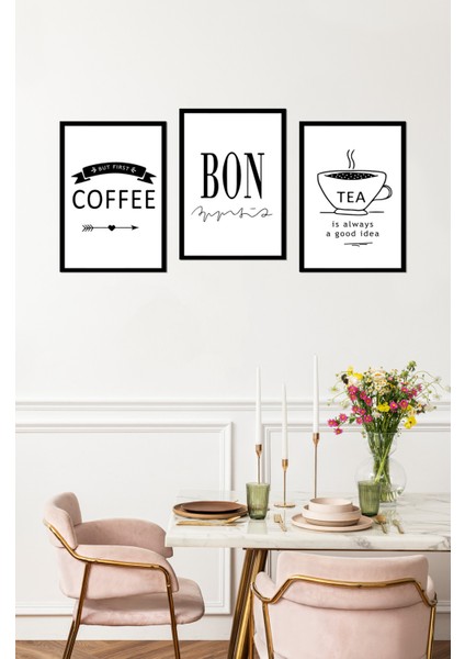 Dekorize Mdf 3 Parça Çerçeve Görünümlü Mutfak&kafe Için Tablo Seti Çerçeve Görünümlü 3037 13 x 17