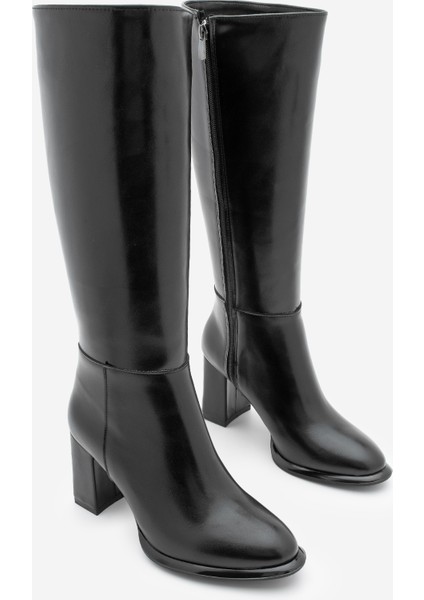 Kadın Fermuarlı Kalın Topuklu Çizme Lovet Siyah indirimleri