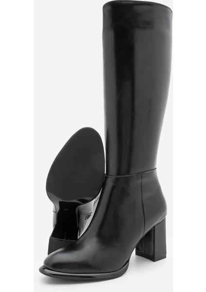 Kadın Fermuarlı Kalın Topuklu Çizme Lovet Siyah