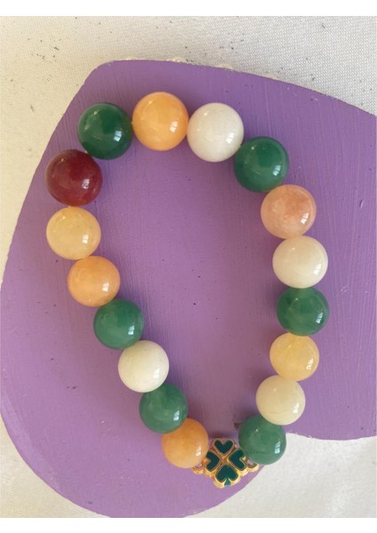 Mini Yonca Yaprak Figürlü Doğaltaş Bileklik