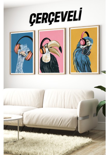 Ahşap Çerçeveli Mdf Tablo Seti Matisse, Bohem, Kusama Salon ve Oturma Odası Için ÇT3063 23 x 32