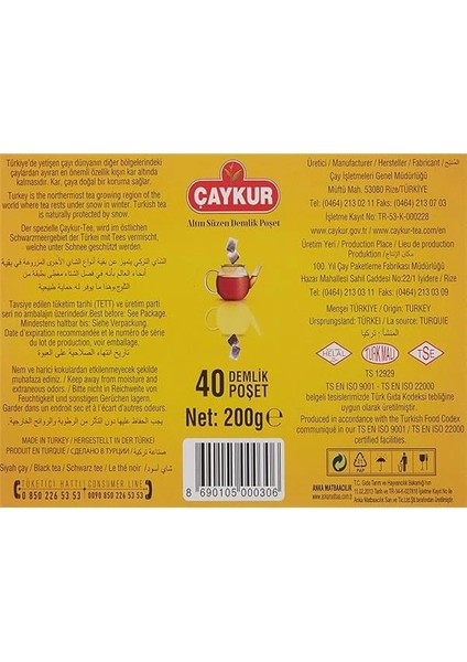 Caykur Demlik Poşet Çayı 200 gr fiyatları