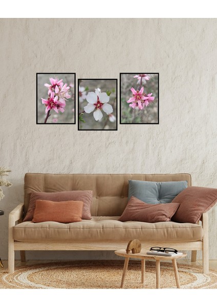 Dekorize Mdf Tablo Seti 3 Parça 3 mm - Badem Çiçeği Salon Oturma Odası Için Duvar Dekoru 13 x 17 fiyatları