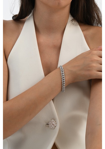 925 Ayar Gümüş Rodyumlu Zirkon Taşlı Ithal Gurmet Zincir Bileklik SGTL13049RODAJ fiyatları