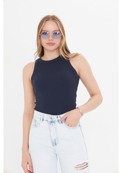 Lacivert Kadın Premium Doku Fitilli Pamuklu Atlet fiyatları