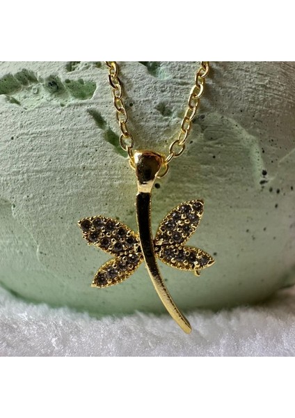 7257 Gold Renk Taş Detaylı Kelebek Model Kolye fiyatları