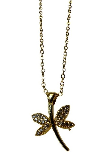 7257 Gold Renk Taş Detaylı Kelebek Model Kolye fırsatları