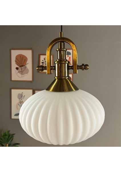 Carmelo Beyaz Tekli Avize Eskitme Ince Başlık Retro Sarkıt Lamba Restoran Salon Aydınlatma