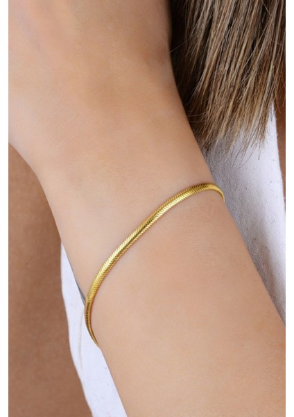 925 Ayar Gümüş Altın Yaldızlı Balık Sırtı Italyan Model Zincir Bileklik SGTL12944GOLD fiyatları