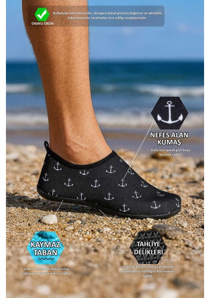 Black Anchor Çapalı Kaymaz Tabanlı Esnek Hafif Dayanıklı Erkek Havuz Plaj Deniz Ayakkabısı fiyatları