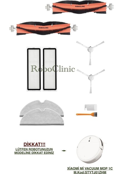 Xiaomi Mi Vacuum Mop 1c - 2c - F9 Robot Süpürge Uyumlu Yedek Fırça, Hepa Filtre, Mop - 10 Parça