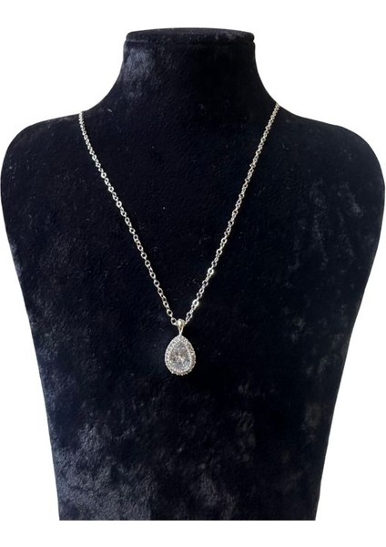 1087 Damla Model Zirkon Taş Detaylı Kolye