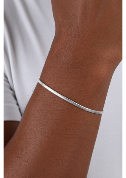 925 Ayar Gümüş Balık Sırtı Ezme Italyan Model Erkek Zincir Bileklik SGTL13114RODAJ modelleri