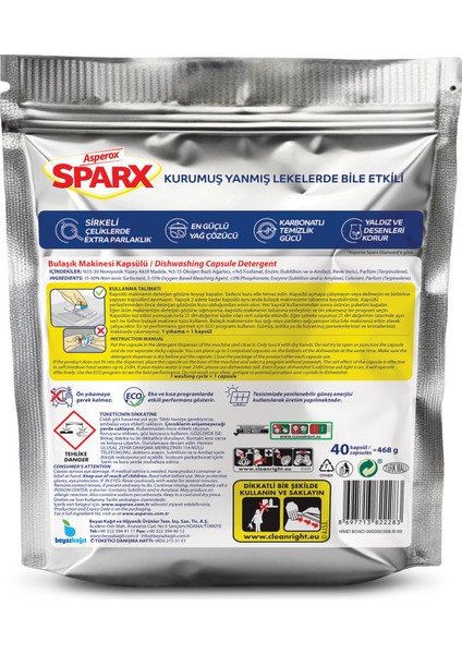 Sparx Diamond Plus Bulaşık Makinesi Kapsülü 40'lı fiyatları