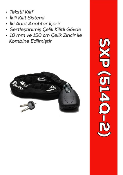 Zincir Kilit 150CM (514Q-2) - Hırsızlığa Karşı Yüksek Güvenlik