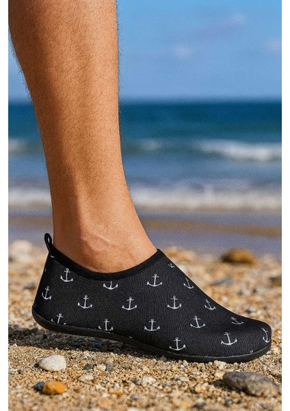 Black Anchor Çapalı Kaymaz Tabanlı Esnek Hafif Dayanıklı Erkek Havuz Plaj Deniz Ayakkabısı