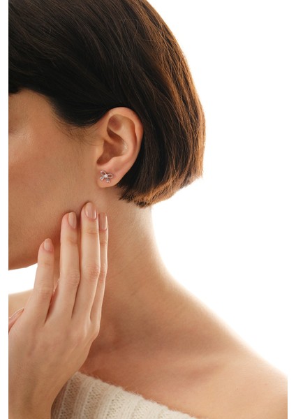 925 Ayar Gümüş Rodyumlu Incili Fiyonk Modeli Küpe SGTL12829RODAJ modelleri