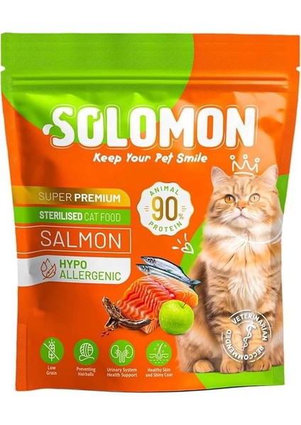 Kısırlaştırılmış Somon'lu Süper Premium Kedi Maması 1,5 kg - Hipoalerjenik - Düşük Tahıllı