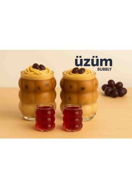 Üzüm Bubbly Bardak Seti 4’lü (2 Büyük + 2 Mini Hediye) | Soğuk Kahve, Smoothie ve Sunum Bardağı | Şok Kampanya fiyatları