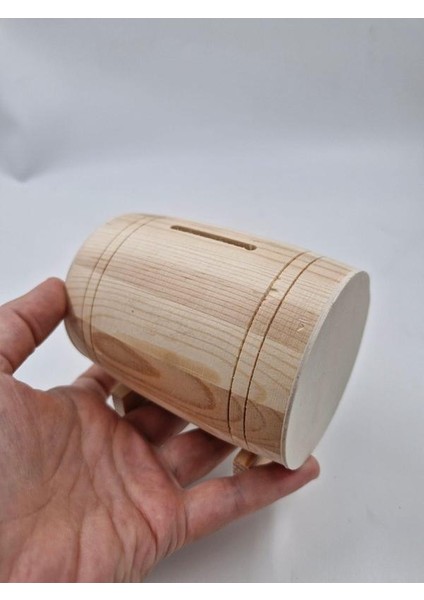 Ahşap Fıçı Şeklinde Kumbara (11 Cm)