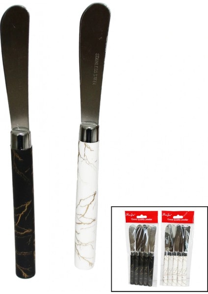 5 PARÇA UZUN KAHVALTI BIÇAK - MERMER DESEN SAPLI 16.5 cm (4887)