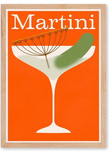 Martini Cocktail Poster - Doğal Ahşap Çerçeveli Tablo fırsatları