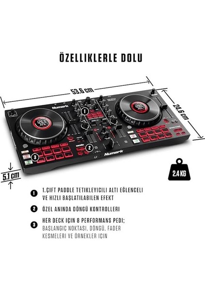 Numark Mixtrack Platinum Fx - 4 Kanal Dj Kontrol Cihazı, 24 Bit Ses, Kulaklık Çıkış, Ses Kartlı, 4 indirimleri