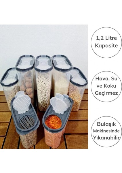2 Kapaklı Ölçekli Erzak Saklama Kabı - 1,2 Litre - SA930 (4887) fırsatları