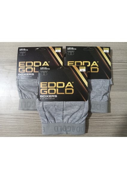 Gold Penye Kumaş Likralı Erkek Boxer - Gri - Large - 3lü