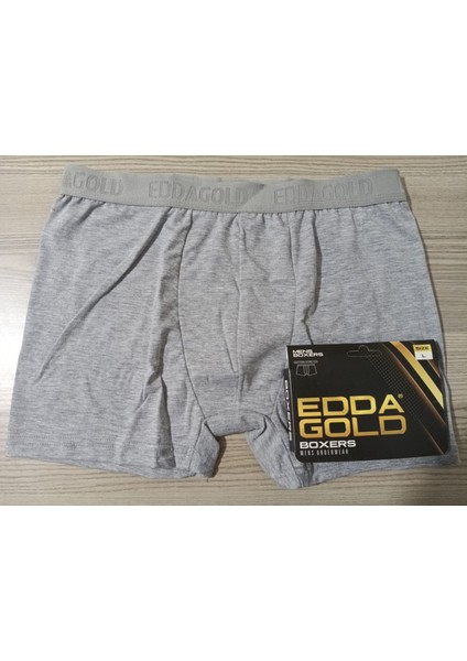 Gold Penye Kumaş Likralı Erkek Boxer - Gri - Large - 3lü indirimleri